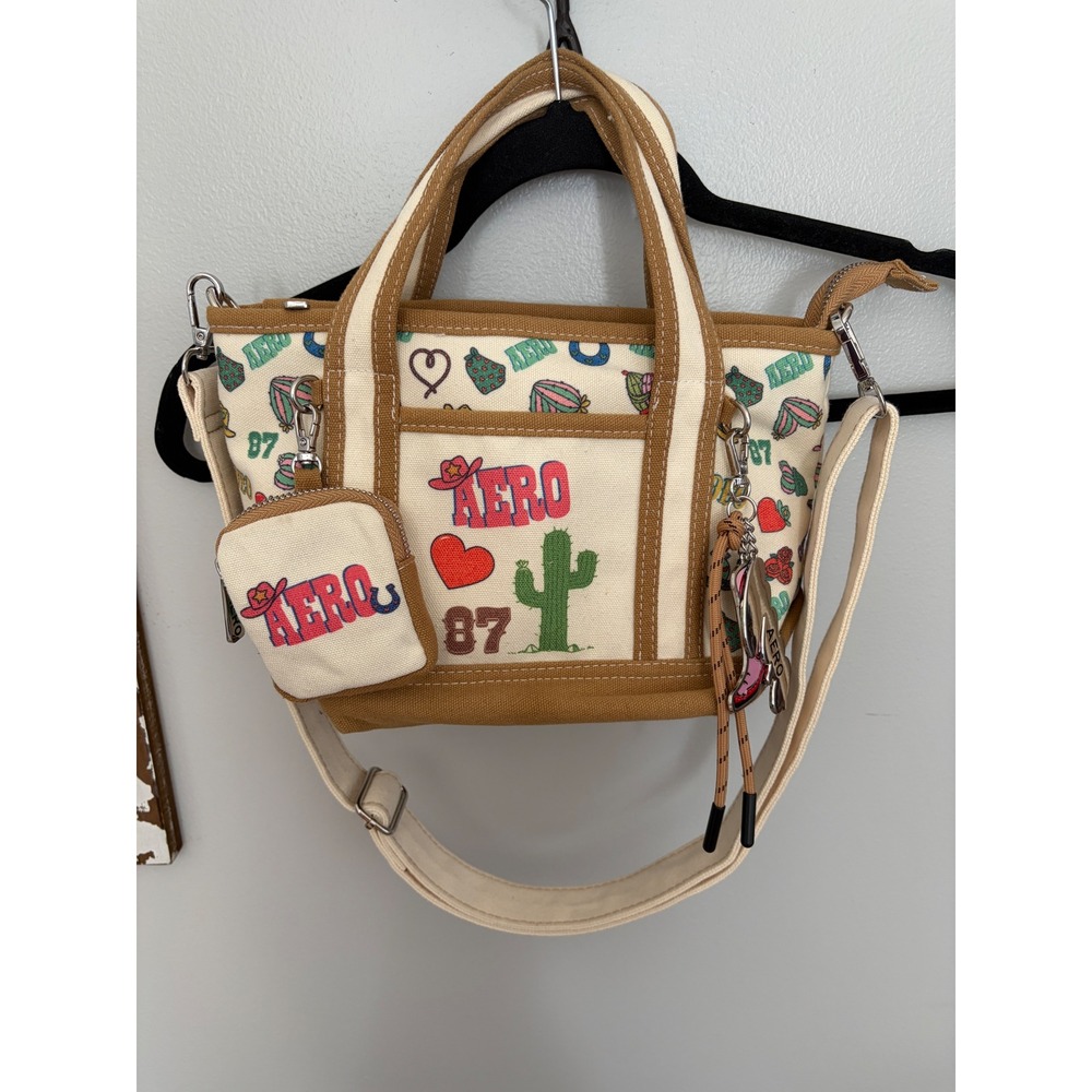 Aeropostale Western Rodeo Cowgirl Mini‎ Tote Bag With Coin Purse and Boot Charm